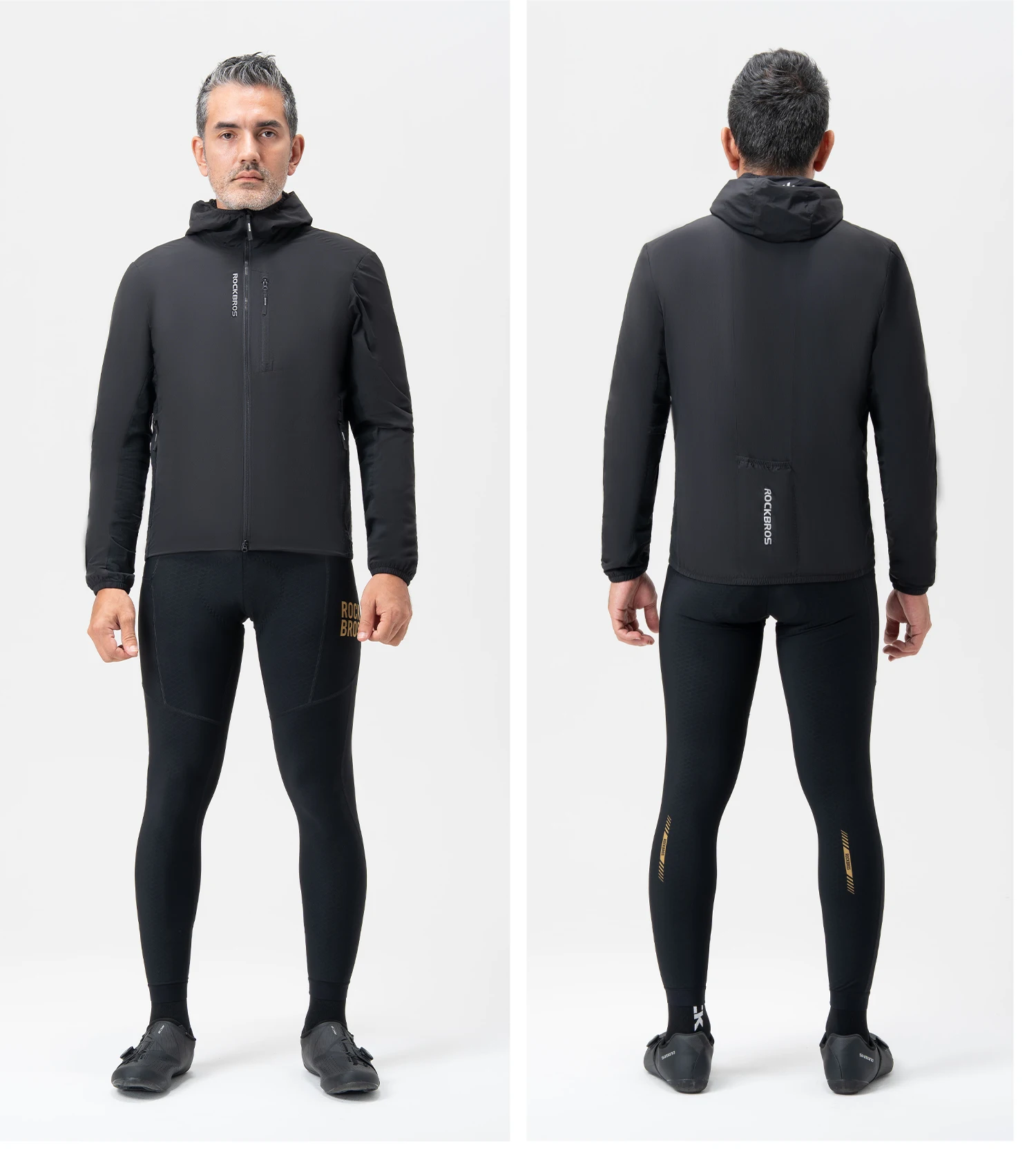 ROCKBROS Fahrradjacke Doppellagig Warm Winter Thermo-Fleece Verschleißfeste Kleidung Langarm mit Tasche Winddicht – Detail 11