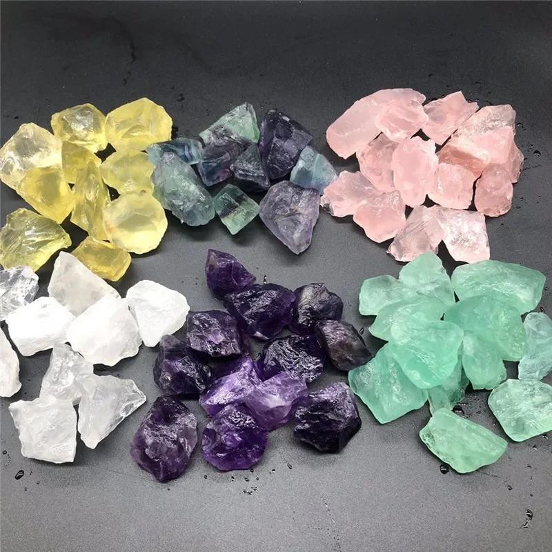 Natural Crystal Fluorite Raw Stone Block, Irregular Ore Home Decor Aquarium Decorative Stones