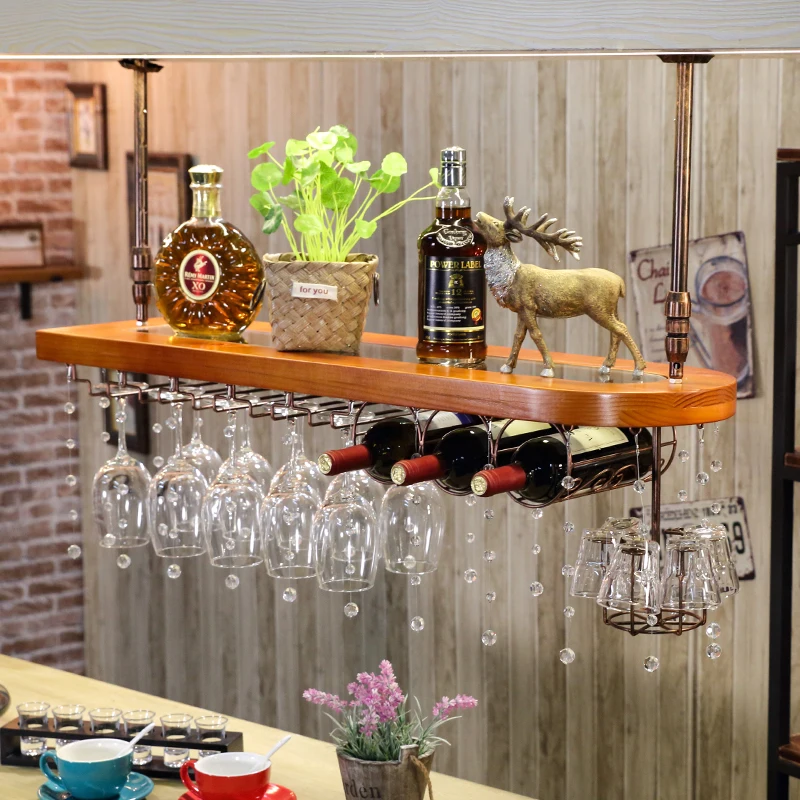 

European solid wood wine rack red wine glass rack hanging bar wine glass rack hanging cup holder