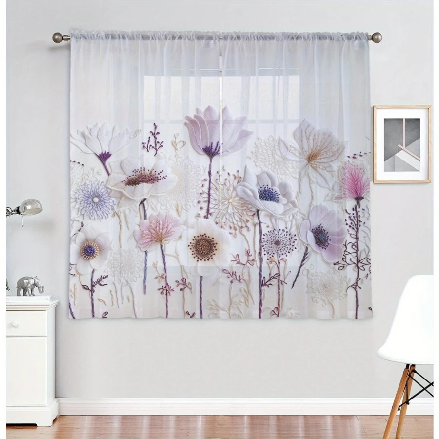 2PCS Digital Print Sheer Curta - Home Office Rate recension och pris