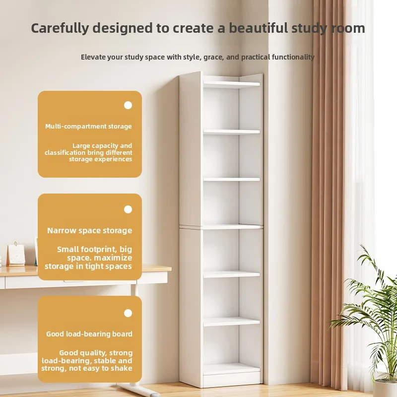 

Прочная книжная полка от пола до потолка, многоярусный стеллаж для книг, шкаф для хранения и демонстрации в гостиной, узкий книжный шкаф для хранения.