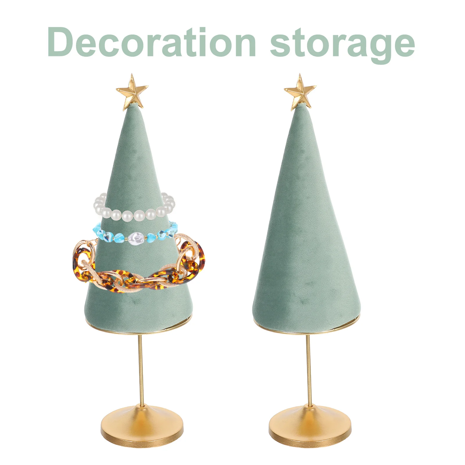 Jewelry Necklace Display Stand Rack Tree Earring Green Tabletop Ornament
