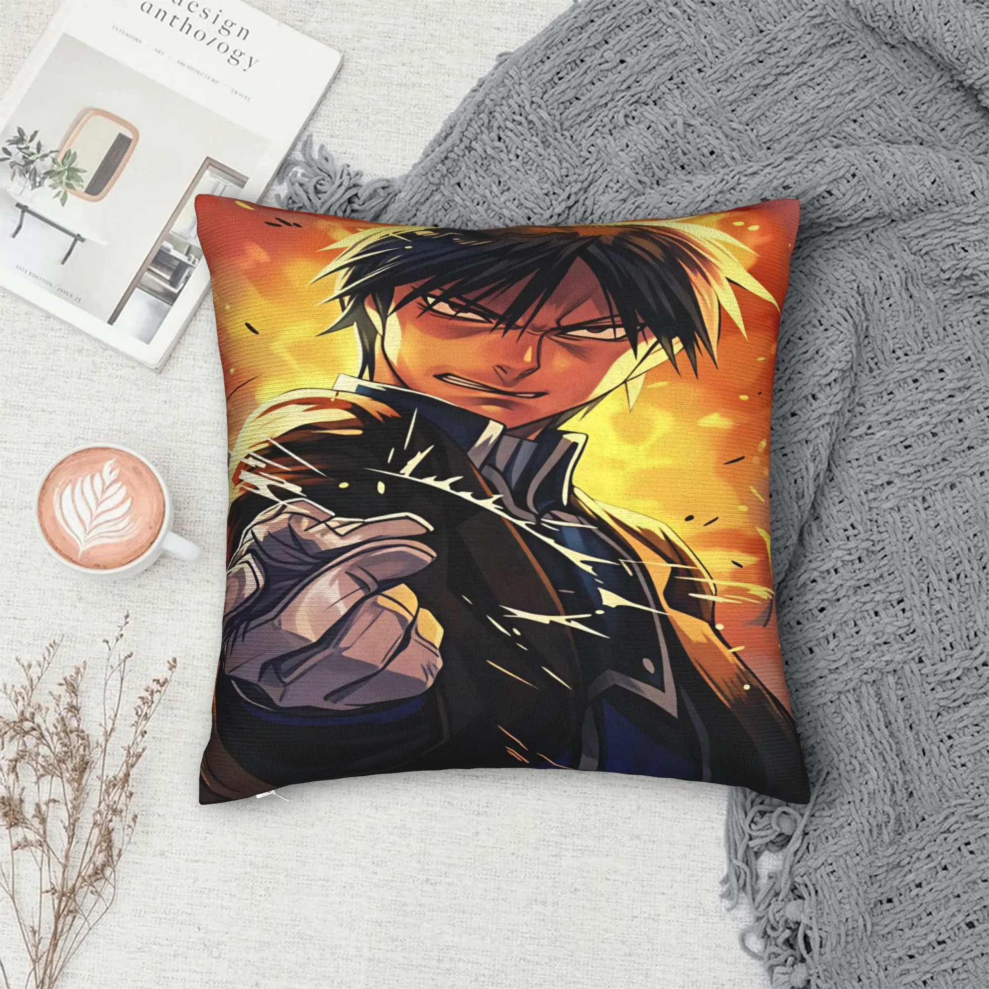 Roy Mustang Pillow Cover Fullmetal Alchemists Design Cushion Cover Morden Pillow Case For Wedding Party Home Decor