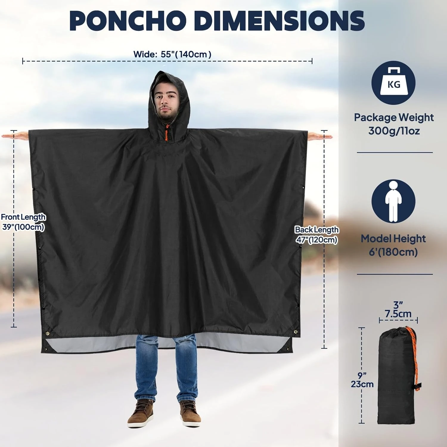 Regenponcho met capuchon voor  - Cycling Rain Jacket Commute recensie en prijs