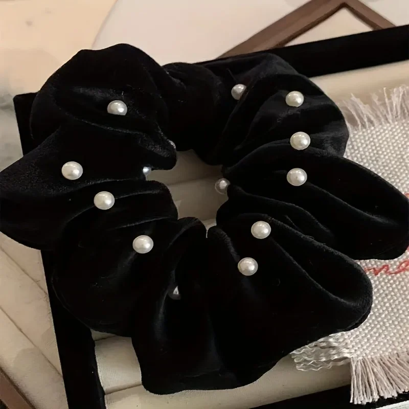 1 Pcs Fashion Simple Flocking Black Pearl Headbands Women Girls Party Hair Accessories image 4