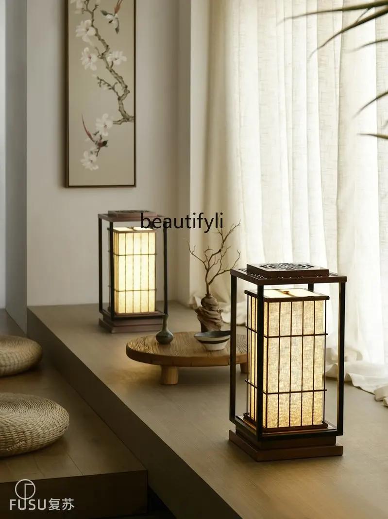 zq Desk lamp, Japanese living room, retro floor lamp, Zen tea room, study, home stay restaurant, landscape lamp