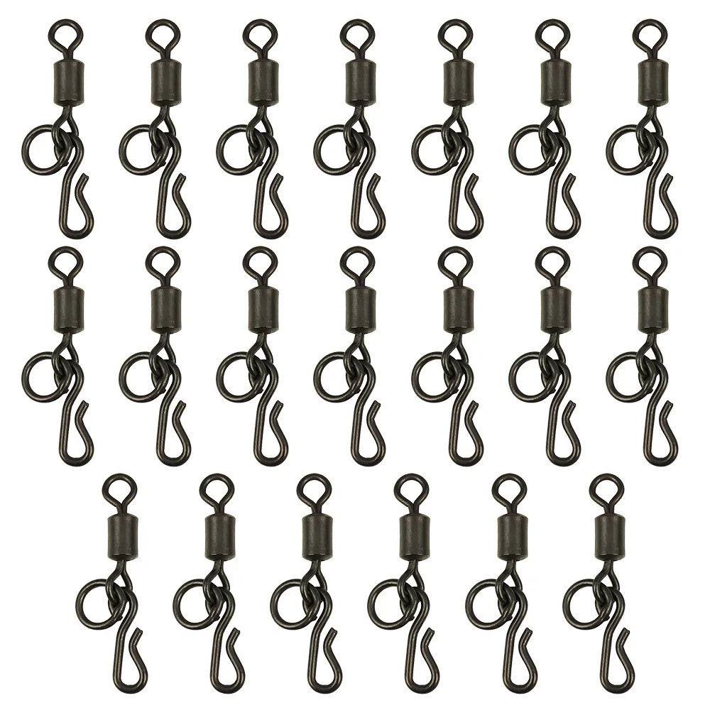 Hirisi AG147 20 Stuks Karpervissen Wartels Mat Zwart Quick Change Snap Wartels met Effen Ringen Terminal Visgerei voor Karper Rigs