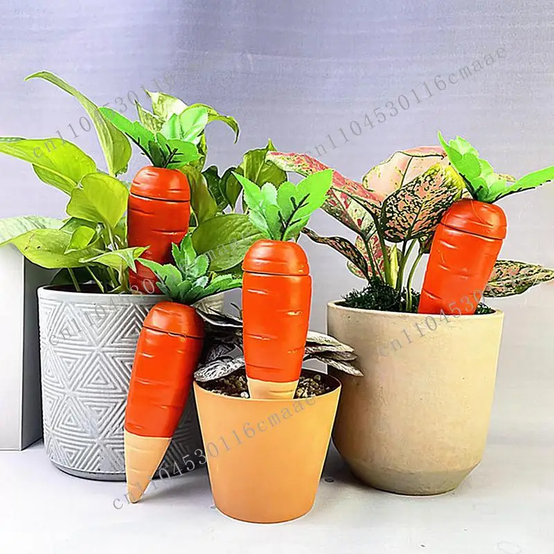 

NEW Clay Watering Spikes 4pcs Automatic Slow Drip System Vertical Supplies Decorative Carrot Shape Planters