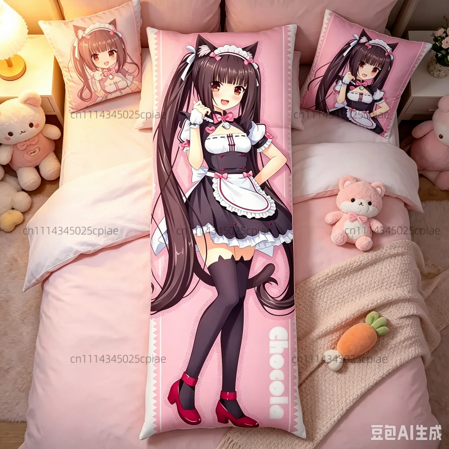 Anime Nekopara Cat Maid Girl Body Pillowcase Double-Sided Print Life-Size Pillow Cover Chocola Dakimakura Cushion Cover For Bed