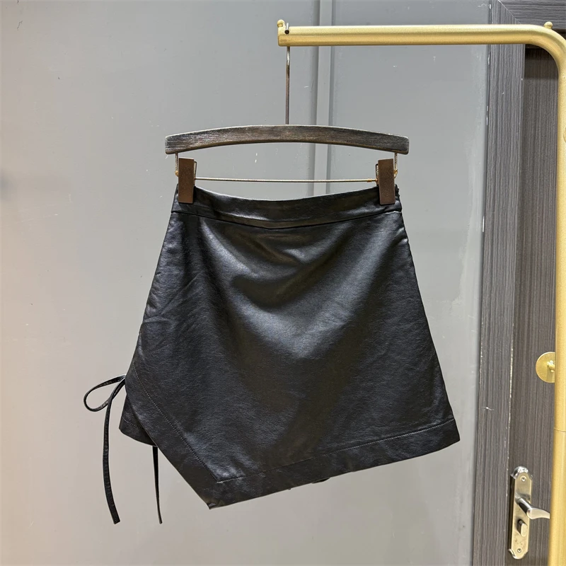 غير النظامية حزام تصميم فتاة حار بو الجلود نصف تنورة المرأة الخريف الشتاء مزاجه الجديد التخسيس ألف خط تنورة قصيرة