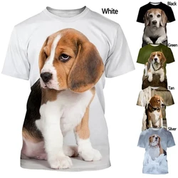 男性と女性のための3DプリントTシャツ,半袖カジュアルTシャツ,ストリートトップ,犬,ビーグル,新しいファッション,高品質