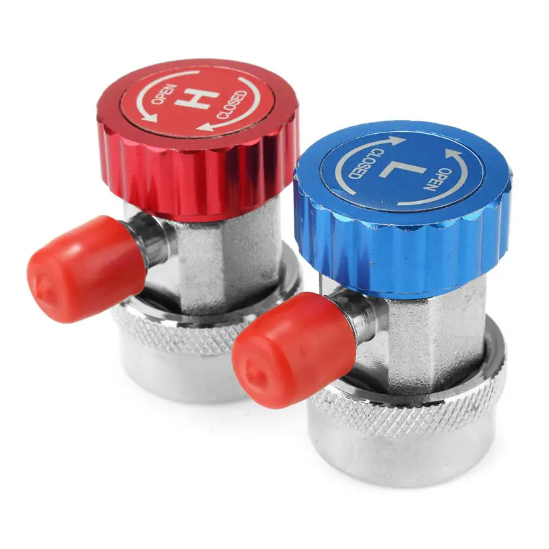 2pcs R134A AC Auto Freon Air Condle Quick Coupler High Low Connector Manifold Gauge Setition Adapter Refrigerant Adjustab