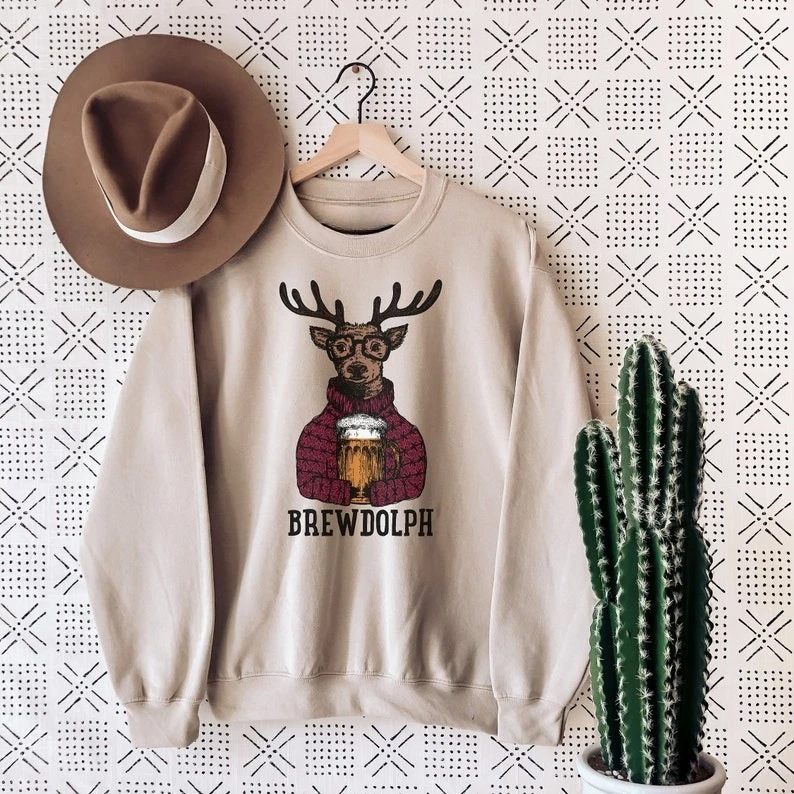 مضحك البيرة عاشق عيد الميلاد هوديي الرنة عطلة حزب Crewneck البلوز شرب قميص للرجال الخريف والشتاء السترة