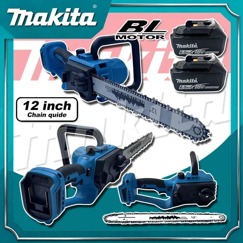 

Аккумуляторная цепная пила Makita 12 дюймов, синяя, 600 Вт, ручная, бесщеточная, для обработки древесины, электроинструмент для аккумуляторов Makita 18В