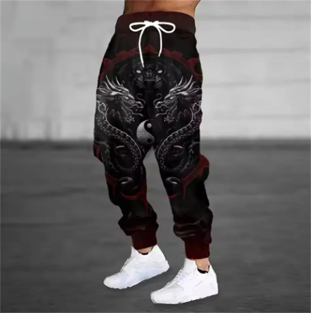 

Autumn Winter New Pants Fashion 3D Geometric Pattern Printed Sweatpants Men Loose Casual Pocket Drawstring Sweatpants