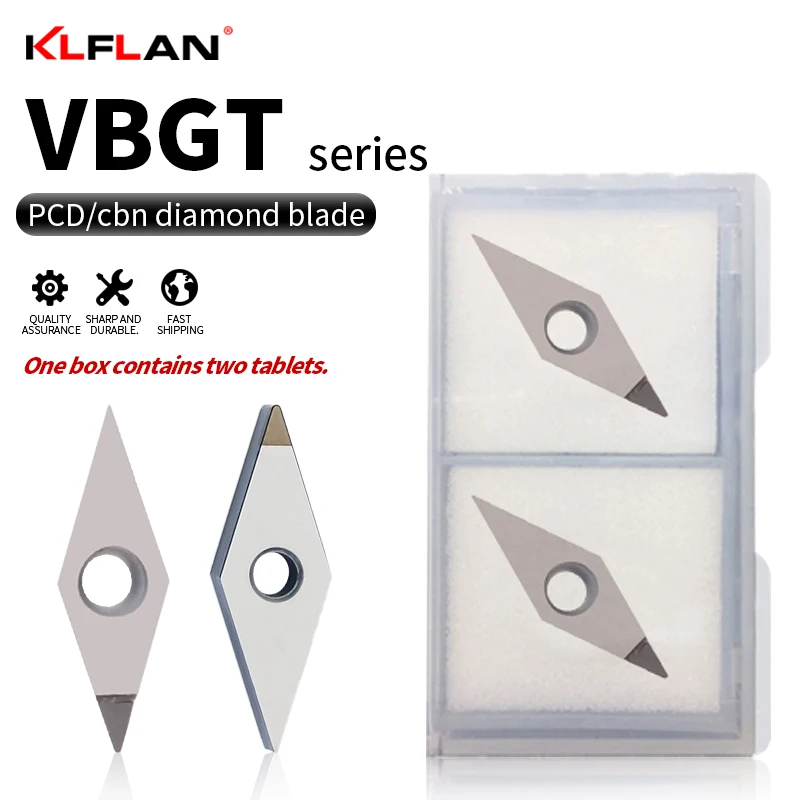 KLFLAN PCD CBN VBGT Diamant-CNC-Einsätze für die Bearbeitung von Aluminium, Kupfer und Gusseisen mit hoher Härte, verwendet für CNC-Drehmaschinen