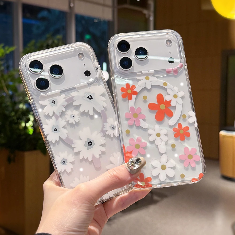 Saisonblumen für Magsafe Handyhülle für iPhone 18 17 16 15 14 Pro Max 13 Magnetische Kabellose Ladung Stoßfeste Harte Rückseite – Detail 3