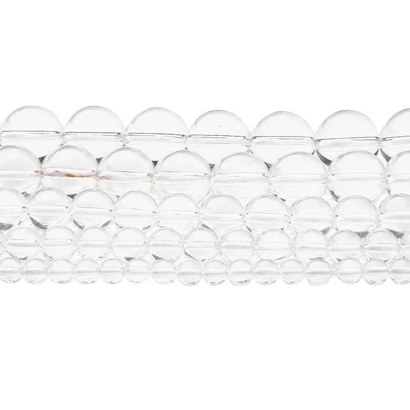 Natural  Stone White Clear Crystal Glass Beads Smooth Round Loose Spacer Bead For Jewelry DIY Making Bracelet Necklace Accessory