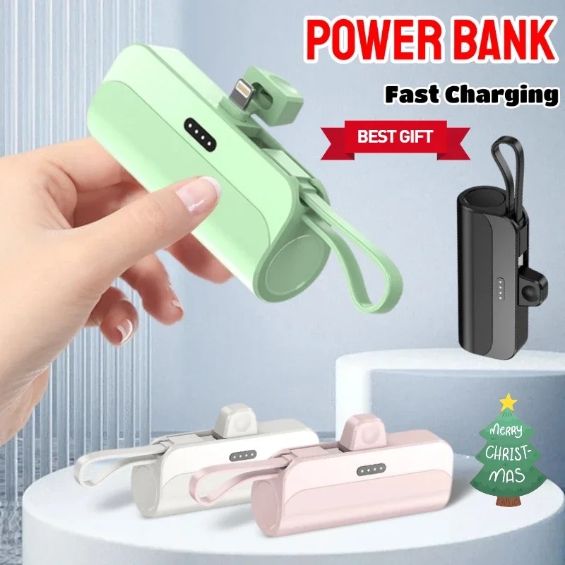 

Portable Power Bank 10000mAh Quick Charge 2 IN 1 Mini External Battery Charger Cases For iPhone 15 14 13 12 Pro Max Xiaomi