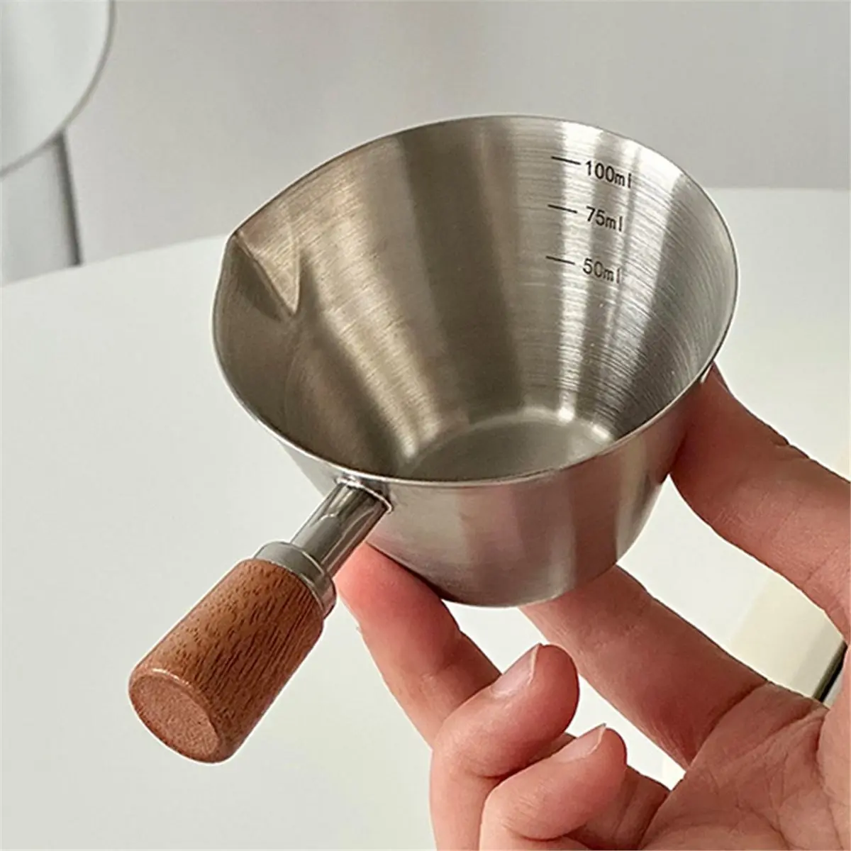 Espresso Measuring Cup with Wooden Handle Coffee Shot Coffee Pouring Cup Home Kitchen Measuring Accessories