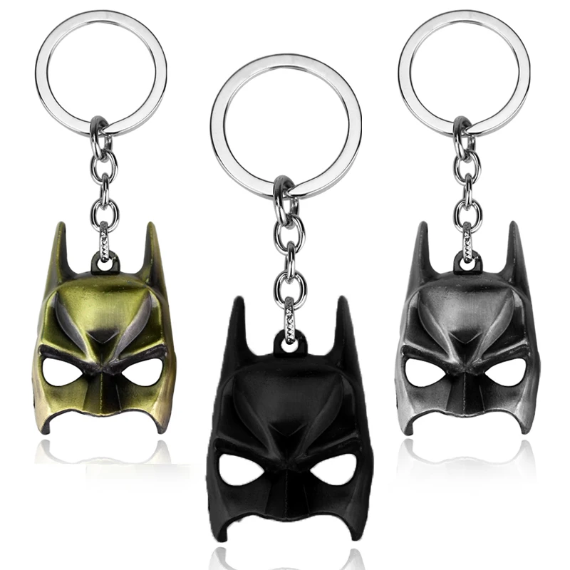 1/3PCS Stylish Metal Bat Shape Mask Keychain Retro Face Design Bag Home Key Accessories Anime Cartoon Movie Peripherals Gift