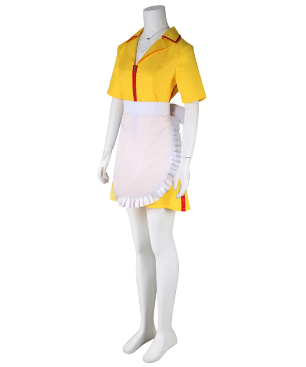 Full Body Erica Anders Cosplay Costume Catherine Girls Costuems Yellow Waitress Dress Halloween Carnival Party Outfits