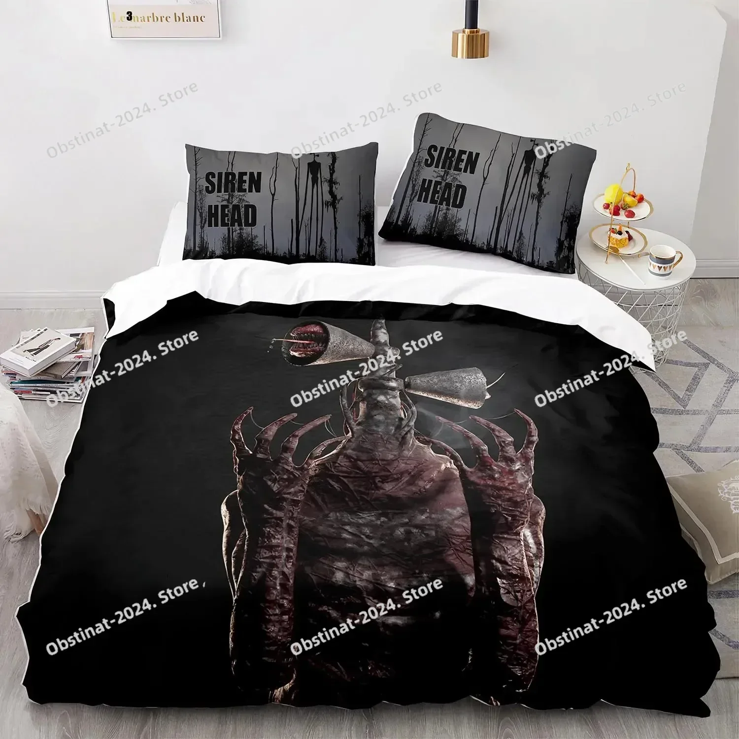 

Top Siren Head Bedding Set Single Twin Printed Bed Set With Pillowcase Bed Duvet Cover Soft Single Double Queen Super King Size