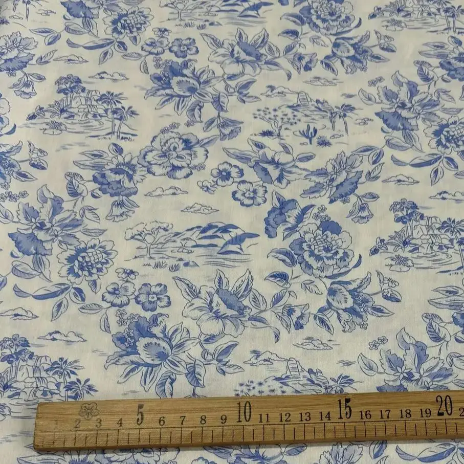 فستان من نسيج الساتان المطبوع عالي الكثافة من القطن 80 قطعة، فستان نسائي، نسيج ملابس مصنوع يدويًا