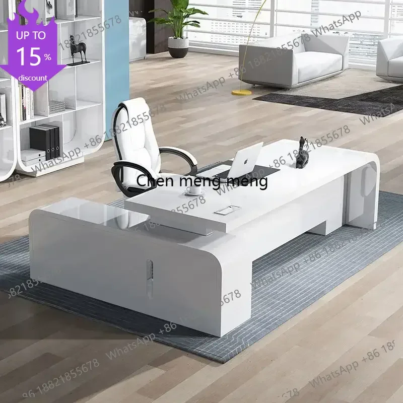 

EE182 Storage L Shape Executive Table Hutch White Organizer Conference Drawers Office Desks Computer Study Escritorio Office Fur