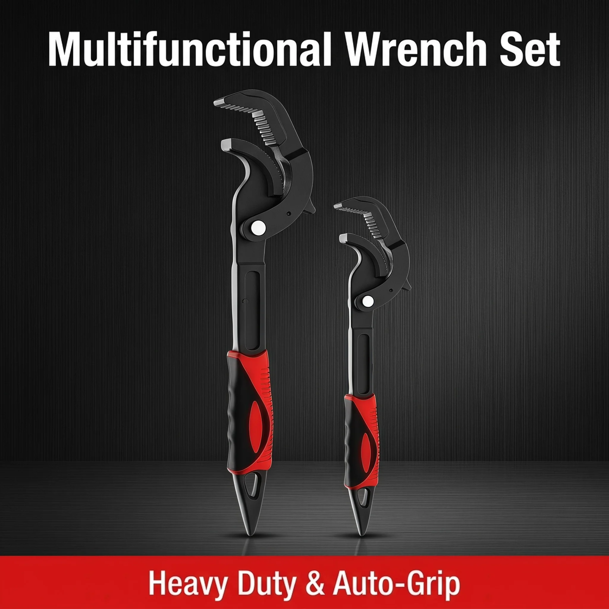 Universal Adjustable Wrench High Carbon Steel Self-locking Pipe Spanner Multi-function Pointed Tail TPR Handle 14-63mm