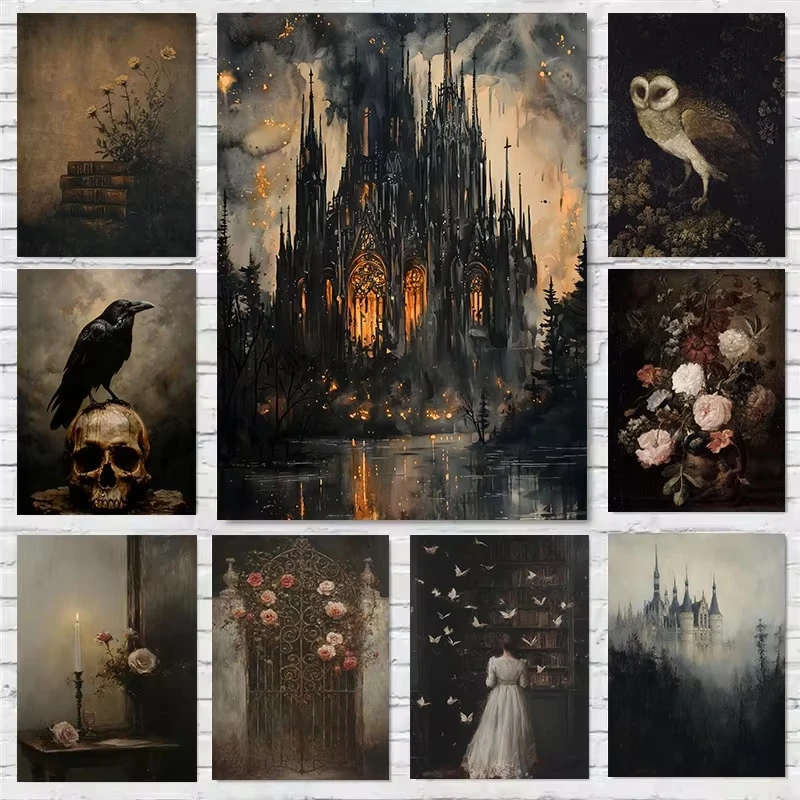 5D Diamond Painting Kit Full Drill - 5D DIY Dark Gothic Castle Diamond