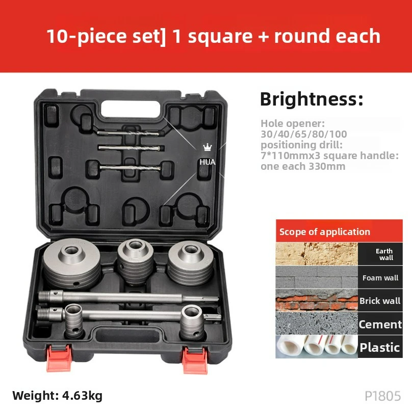 Kit sega a tazza per calcestruzzo 10 pezzi Punta da trapano per mattoni Sega a tazza portatile resistente agli urti per muro di cemento fognario 2025 nuovo