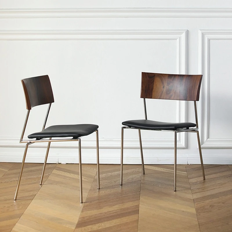 Italian Minimalist Back Chair Antique Dining Chair Cafe Retro Leisure Chair