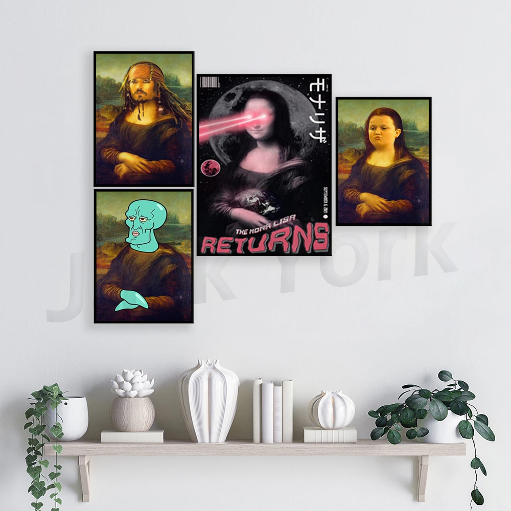 Lisa | iCarly Wall art, funny Mona Lisa poster for dorm room and man cave, teen birthday gift, fun room decorations,bedroom art