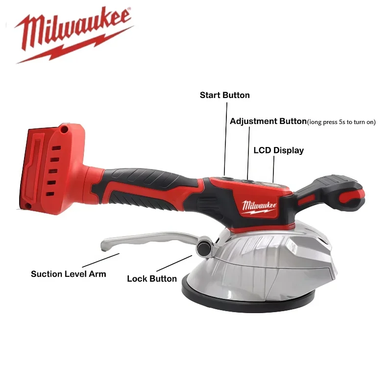 Milwaukee VILASTING Tile Tiling Machine High Loading Capacity Wall Floor Tile Laying Vibrating Tool 8 Gears Fit 18V Battery Pin