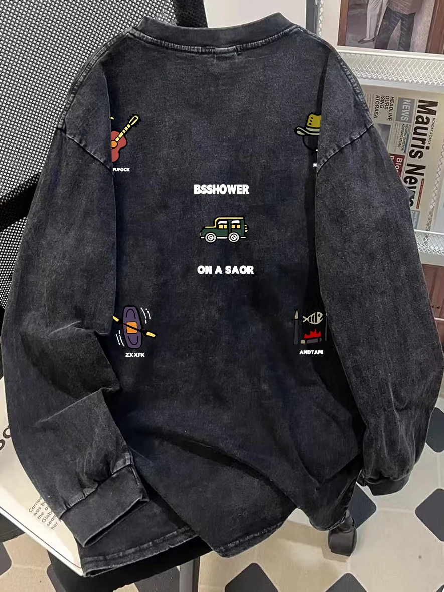 

Футболка Outlet Brand Waed Long Sleeve, винтажная, с принтом, из хлопка, повседневная одежда для молодежи, осенне-зимний модный тренд