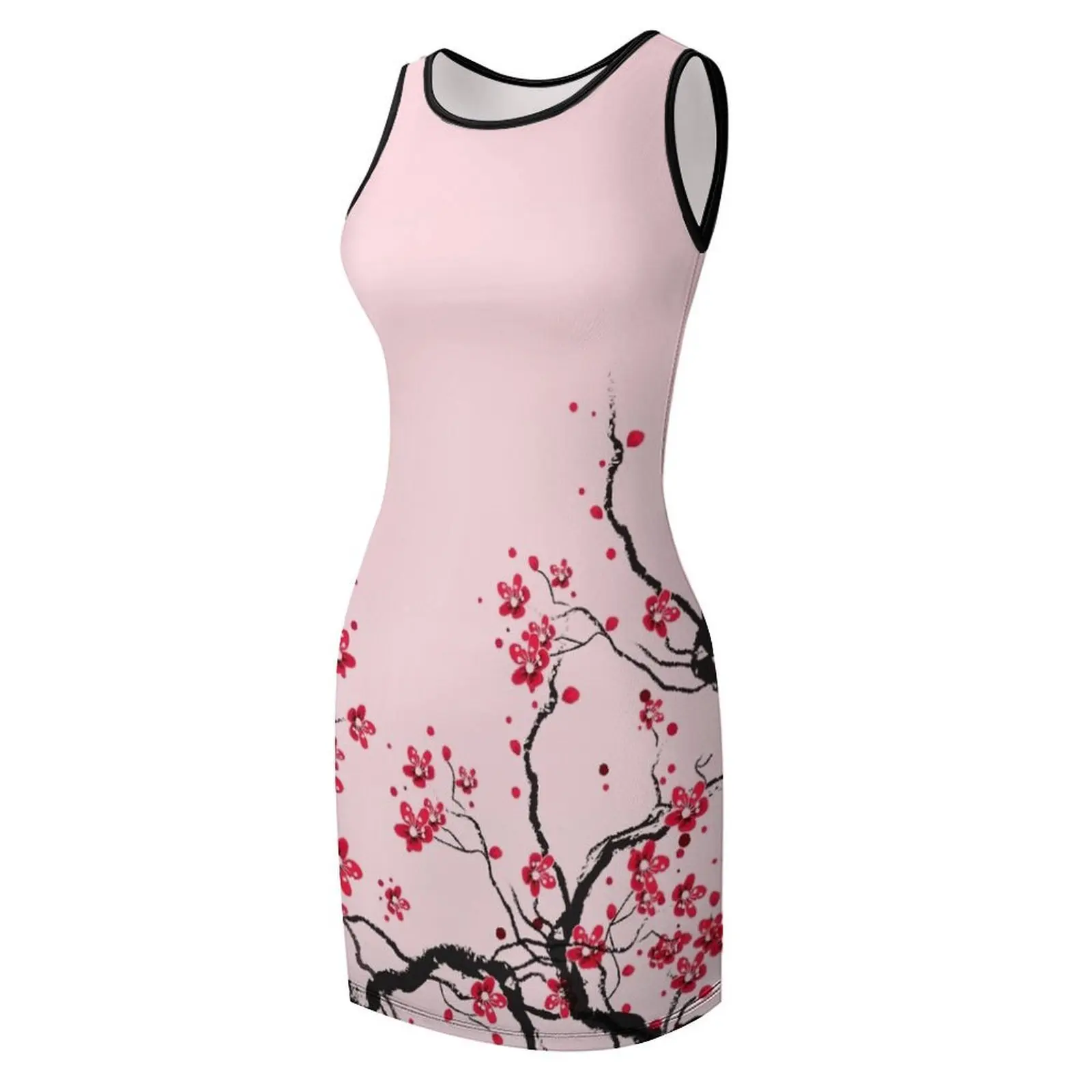 Robe d'été sans manches en fleurs de cerisier, à bandes, à la mode, pour femmes, robes de bal, été