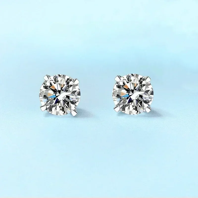 Real 0.6/1/2CT Moissanite Sparkling Diamond Stud for Women, Ins Style PT950 Platinum Female Earrings Wedding Luxury Fine Jewelry