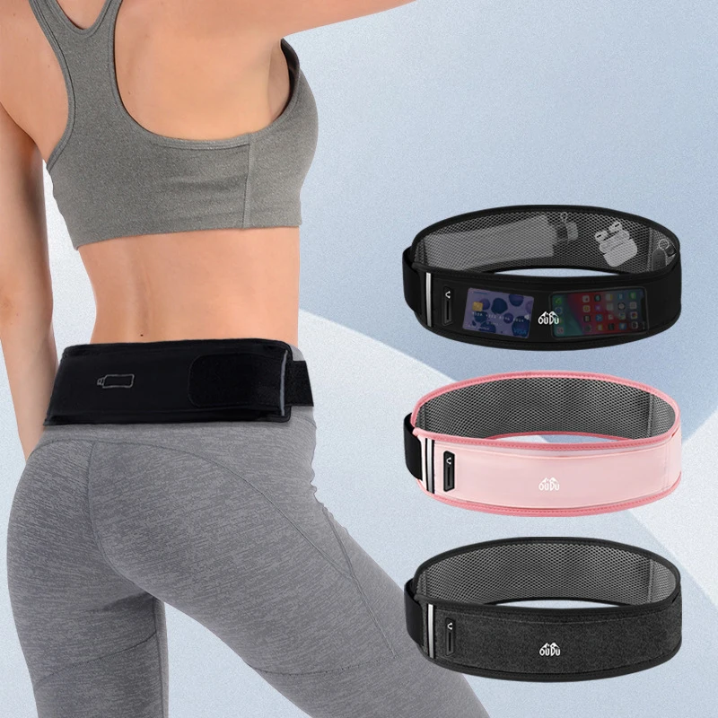 Running Belt Bag with Water Bottle Sports Phone Bag Fanny Pack Men Women Summer Gym Fitness Marathon Invisible Waist Bag