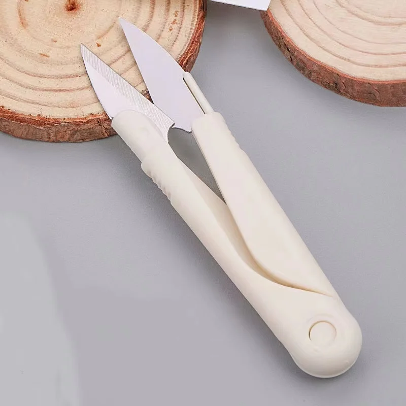 

5pcs/pack Portable Ivory Sewing Scissors DIY Cross Stitch Fabric Embroidery Scissors Stainless Steel U Shape for Home Fishing
