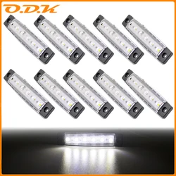 10pcs 12V 24V Car External Lights White 6 SMD LED Auto Car Truck Lorry Side Marker Indicator Trailer Light Tail Rear Side Lamps