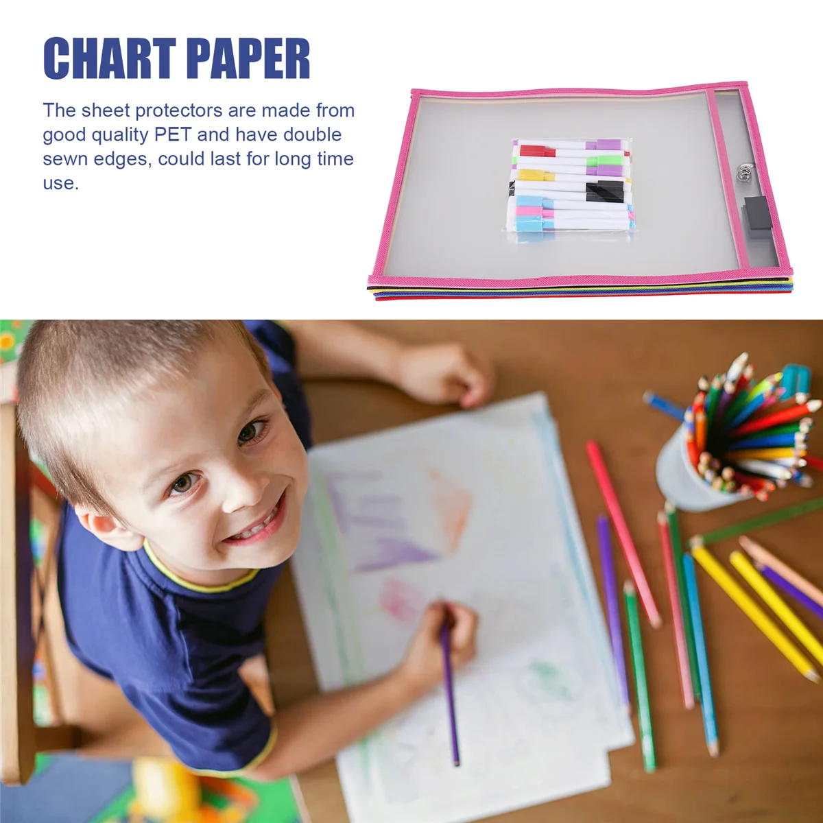 أكمام جيوب للمسح الجاف، (10 عبوات) حاملات تذكرة ورقية مقاس A4، أوراق مسح جاف قابلة لإعادة الاستخدام لورق عمل الفصول الدراسية