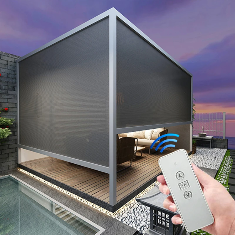 

Customization 2022 Hot High Quality Remote Windproof Outdoor Roller Blinds Motorized Window Shutters