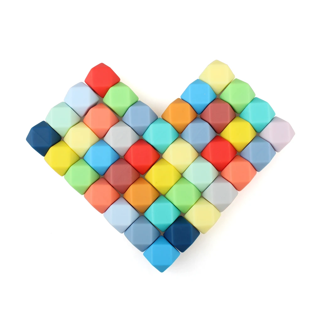 10/20/50Pcs 14mm Silicone Beads Hexagon Focal Beads For Jewelry Making DIY Necklace Beaded Pen Bracelets Food Grade Accessories