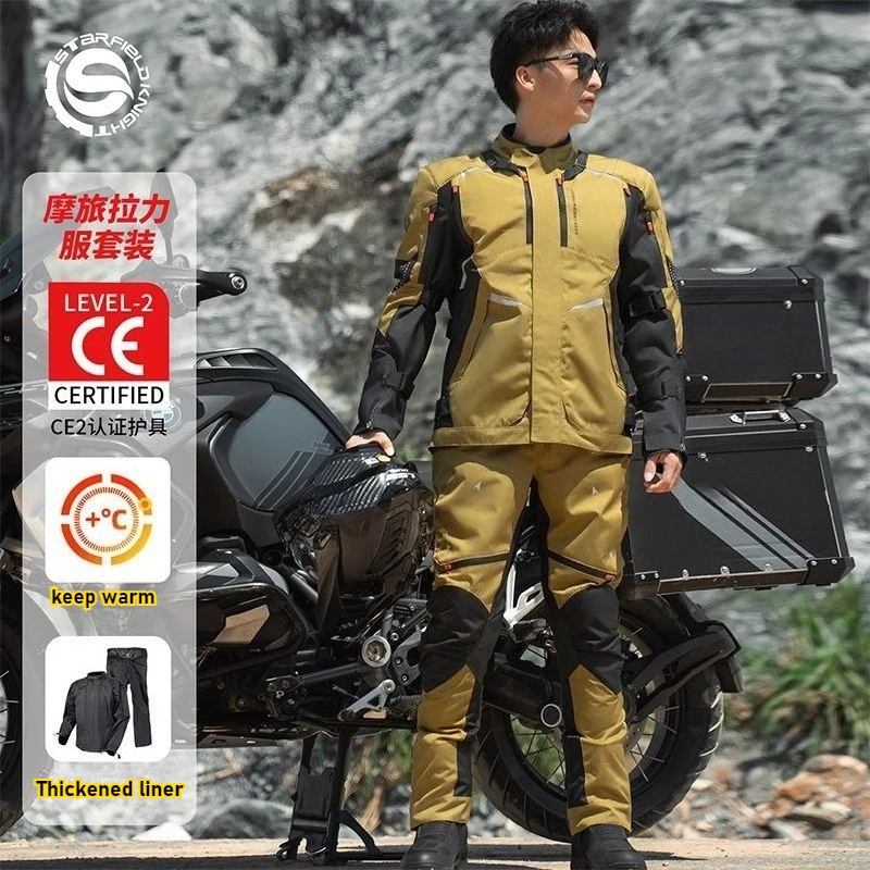 

Motorcycle Riding Suit Men Rally Set Autumn Winter Windproof Waterproof Warm and Anti-fall Jacket and Pants M-5XL