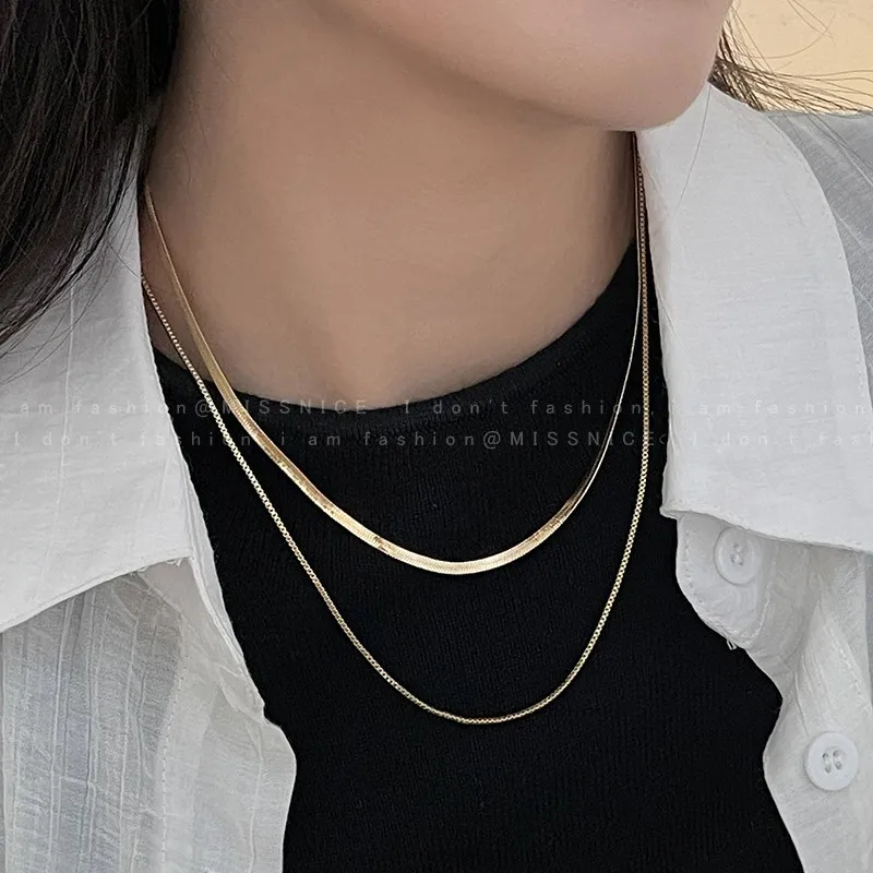 Choker Necklace Stainless Steel Snake Chain Double Layer Layered Minimalist Unique  Silver Tone Daily Commute Jewelry Women
