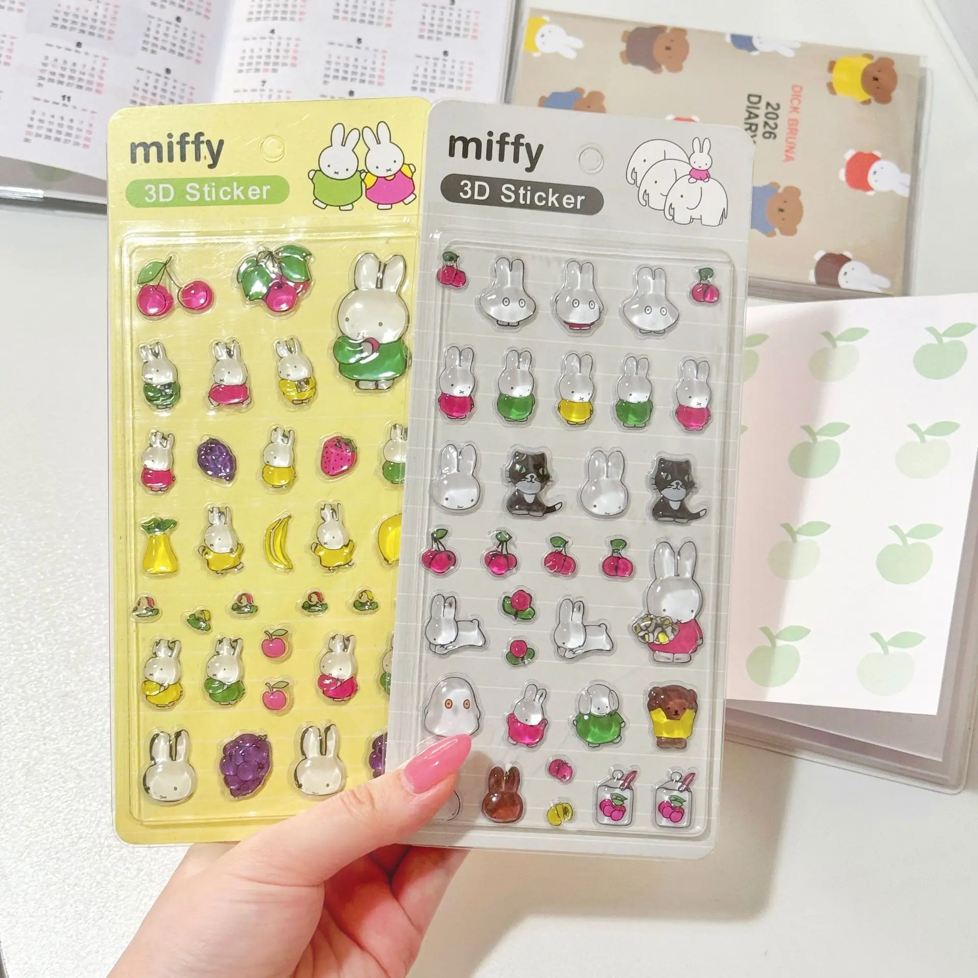 

New Cute Miffys 3D Stickers Crystal Relief Solid Stickers Children Anime Rabbit Journal Sticker Kids Toy Anime Merchandise Gift