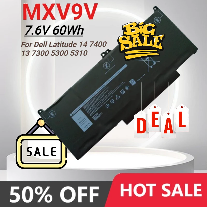 

MXV9V 7.6V 60Wh Laptop Battery for Dell Latitude 14 7400 13 7300 5300 5310 5300 5310 2-en-1 E7300 Series 829MX 05VC2M 5VC2M