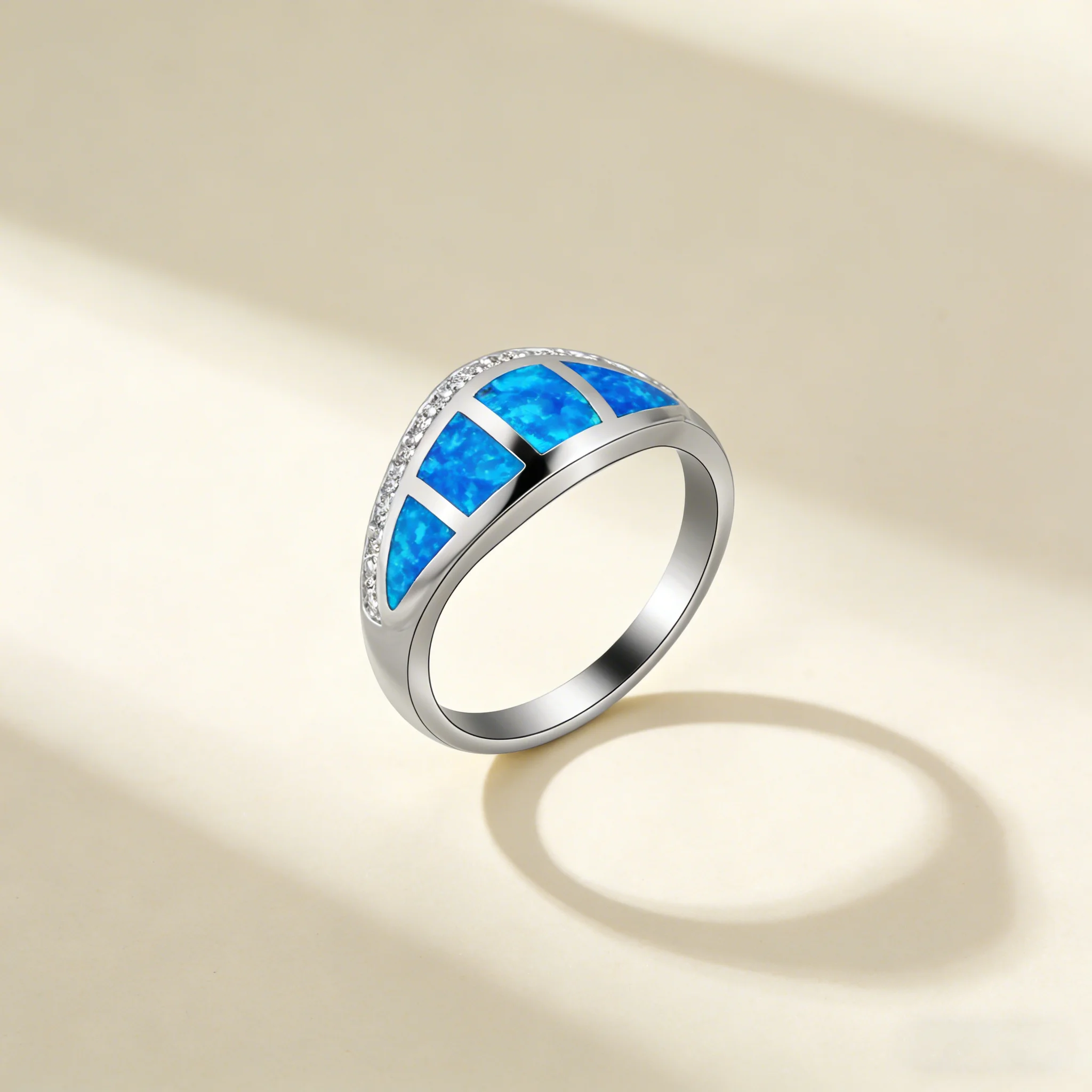 

Fashion Unique Design Top Quality Blue Fire Opal Rings For Women Blue cocktail Ring Evening Party Wedding Finger Gift for Her