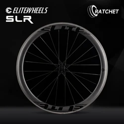 ELITEWHEELS Carbon Wheels 700c Road Bike 3K Twill Brake Surface Clincher Tubeless Ratchet System 36T Straight Pull Hub SLR